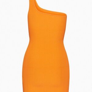 Babaton One-Shoulder Mini Dress in Vibrant Orange